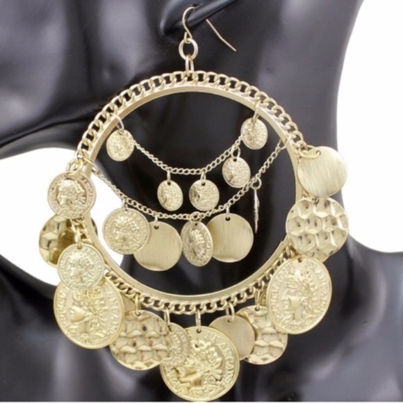 Jewelry - Gypsy Extra Large Boho Coin Hoop Earrings